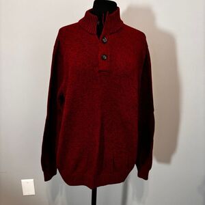 Izod men's Classic fit Red Marled Mock Neck Sweater Knit Pullover Winter X-large